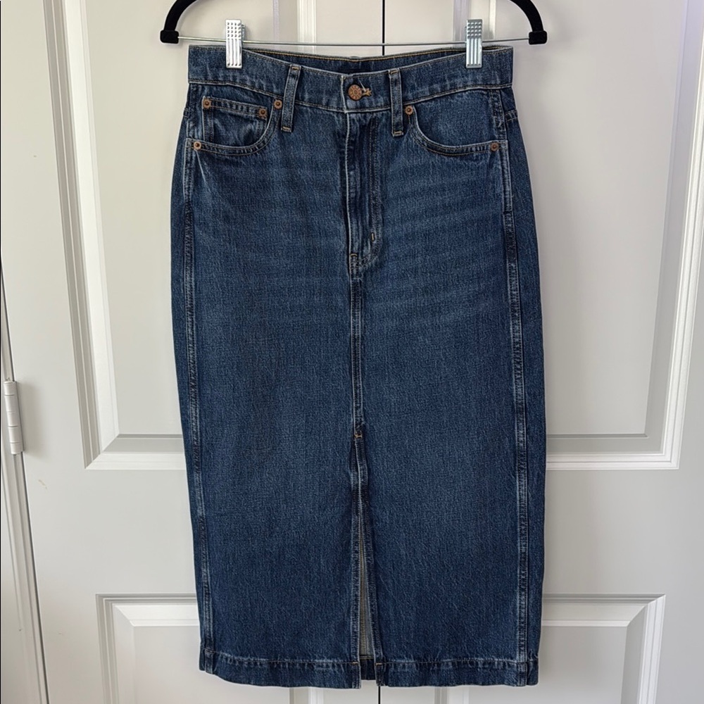 J. Crew Factory Denim Midi Skirt, Size 2 NWT!!!!